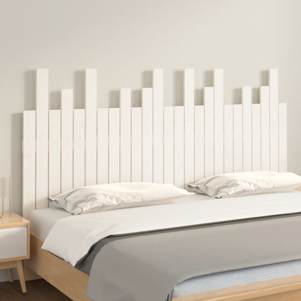 Cabeceira de parede 140x3x80 cm madeira de pinho maciça branco