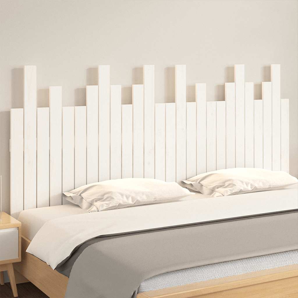Cabeceira de parede 140x3x80 cm madeira de pinho maciça branco