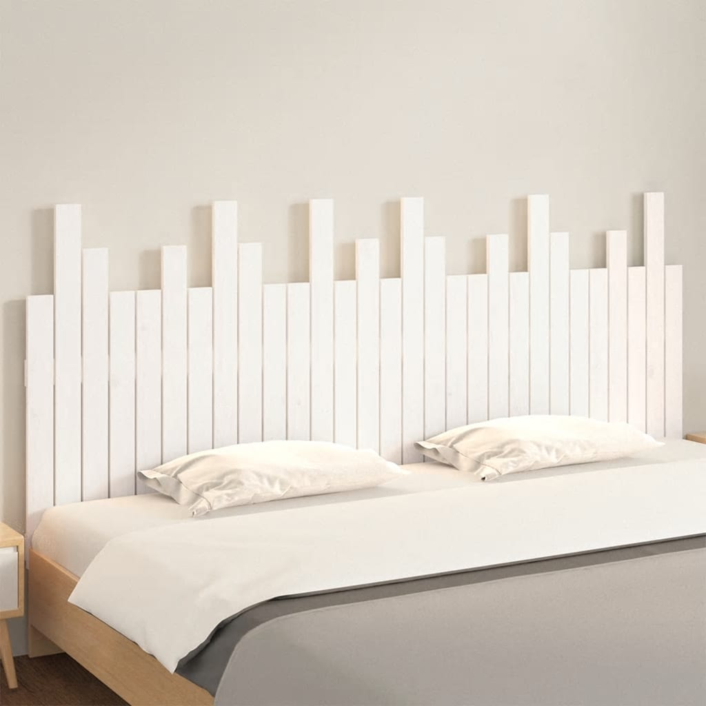 Cabeceira de parede 140x3x80 cm madeira de pinho maciça branco