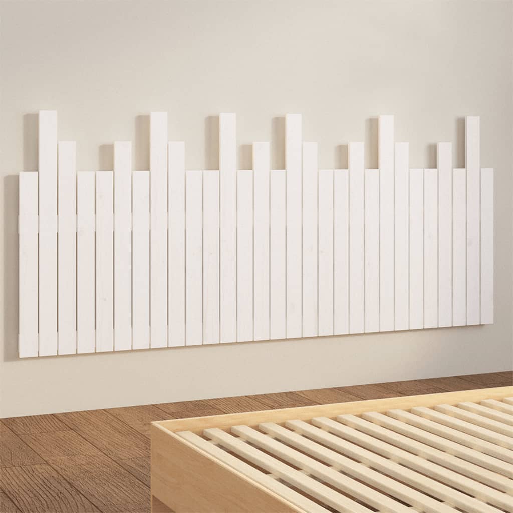 Cabeceira de parede 140x3x80 cm madeira de pinho maciça branco