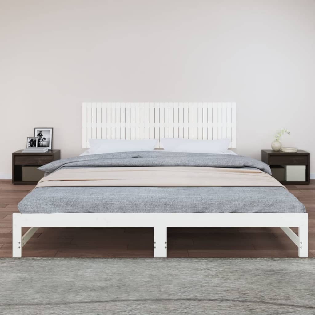 Cabeceira de parede 140x3x60 cm madeira de pinho maciça branco