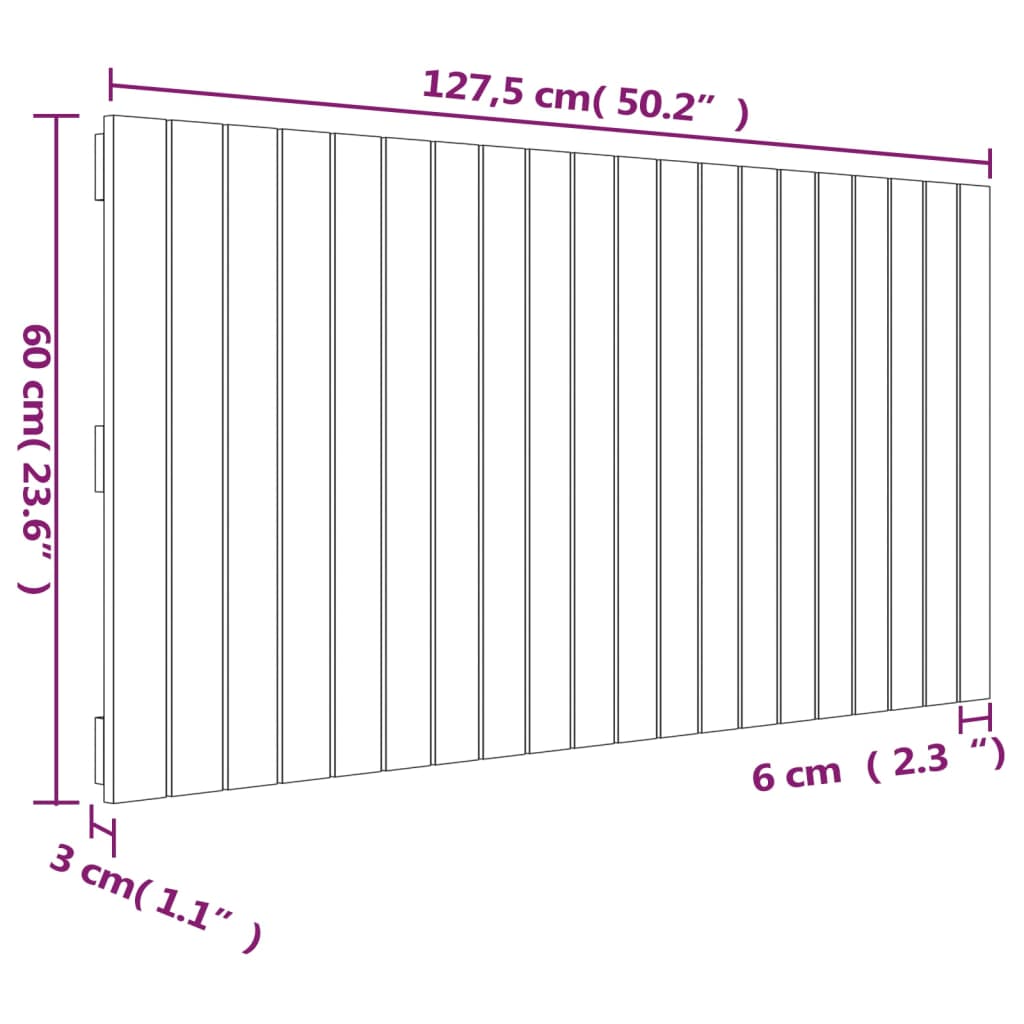 Cabeceira de parede 140x3x60 cm madeira de pinho maciça branco