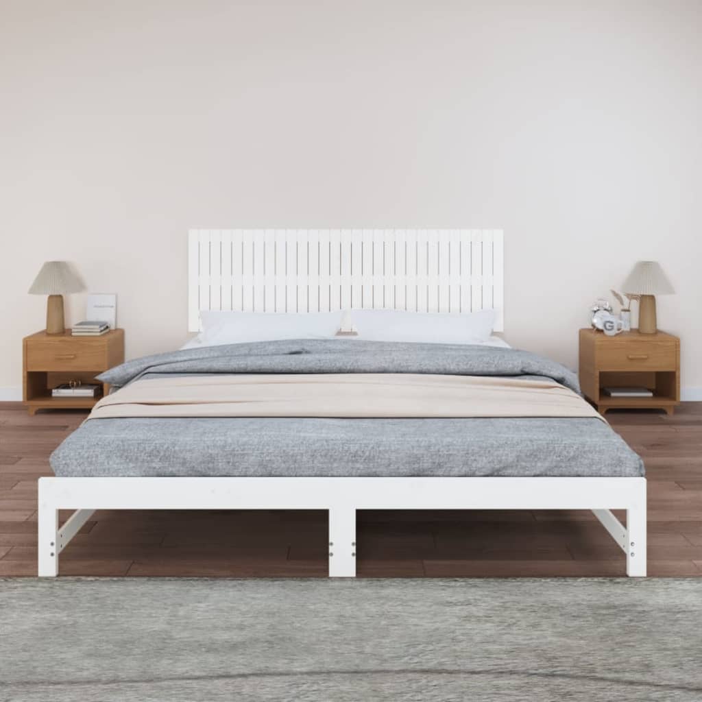 Cabeceira de parede 140x3x60 cm madeira de pinho maciça branco