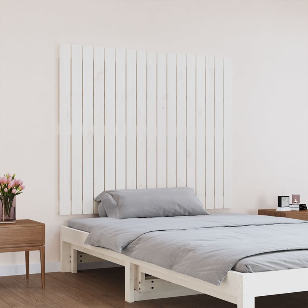 Cabeceira de parede 140x3x60 cm madeira de pinho maciça branco