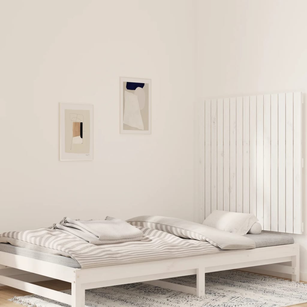 Cabeceira de parede 140x3x60 cm madeira de pinho maciça branco