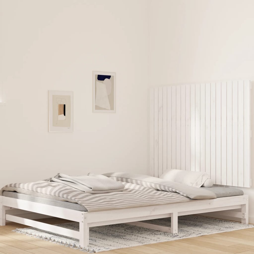 Cabeceira de parede 140x3x60 cm madeira de pinho maciça branco