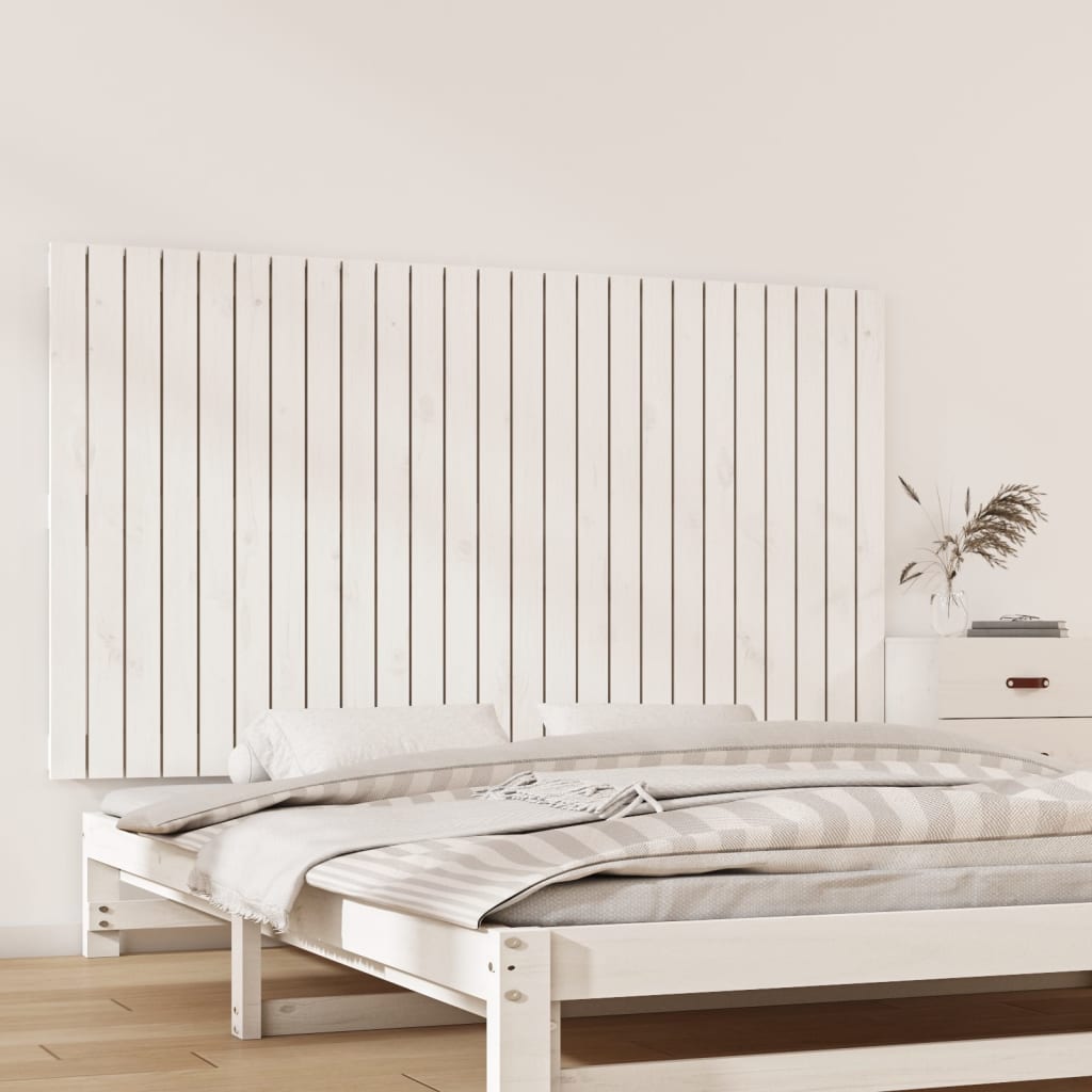 Cabeceira de parede 140x3x60 cm madeira de pinho maciça branco