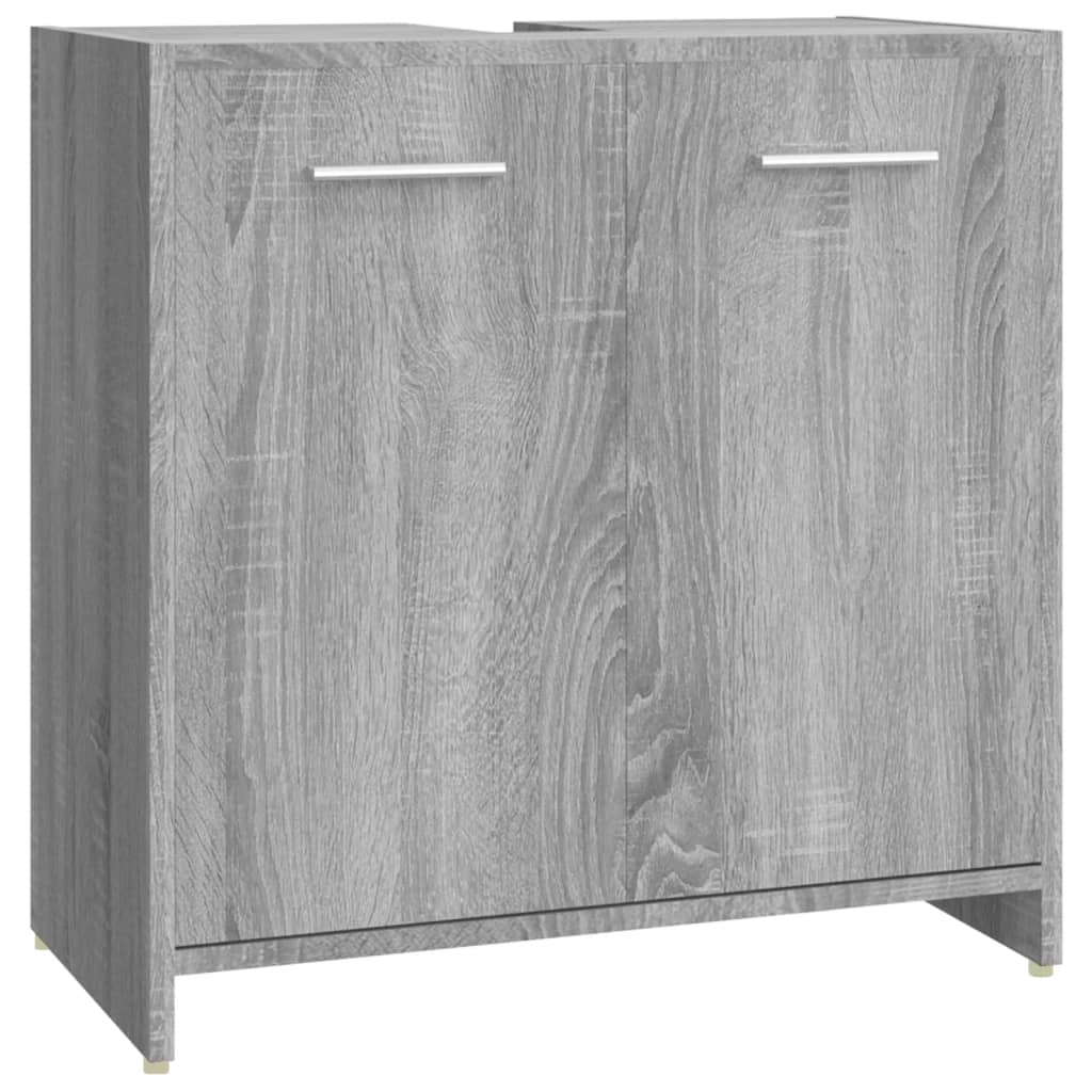 4 pcs Conjunto móveis casa de banho madeira proc. cinza sonoma