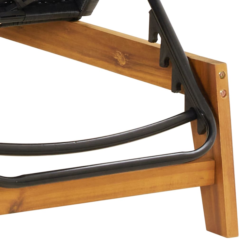 3 pcs conjunto lounge para jardim vime PE e acácia maciça