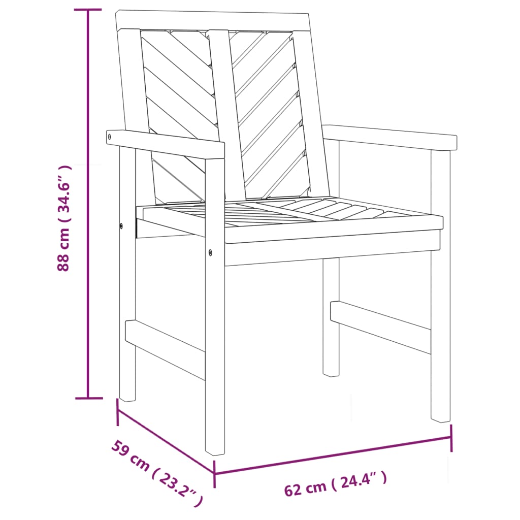 Cadeiras de jantar para jardim 2 pcs madeira de acácia maciça