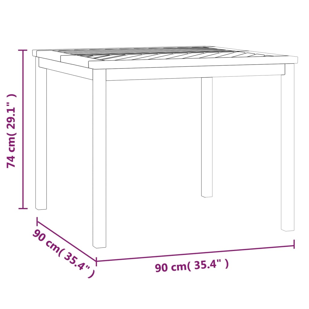 Mesa de jantar para jardim 90x90x74 cm madeira de acácia maciça