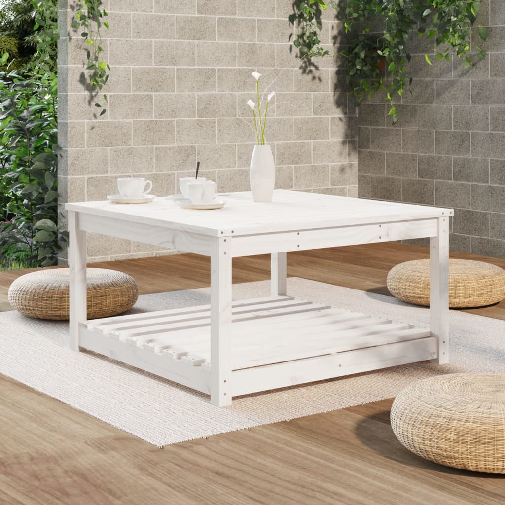 Mesa de jardim 121x82,5x45 cm madeira de pinho maciça branco