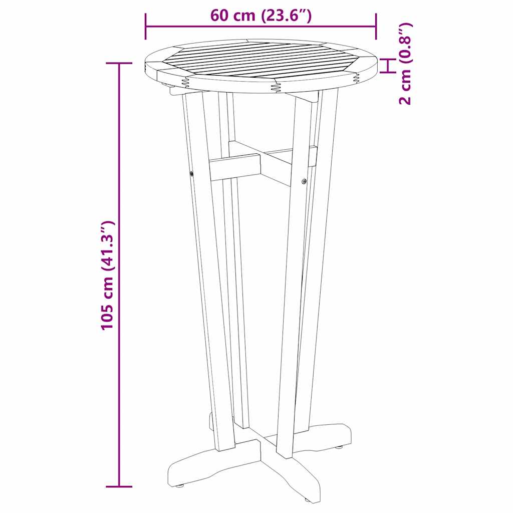 Mesa de bar para jardim Ø60x105 cm madeira de acácia maciça