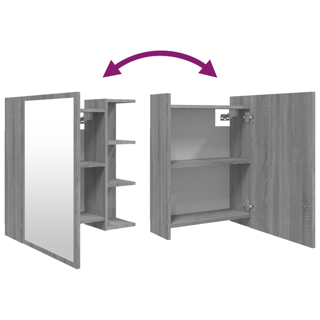 Armário espelhado 62,5x20,5x64 cm derivados madeira cinza