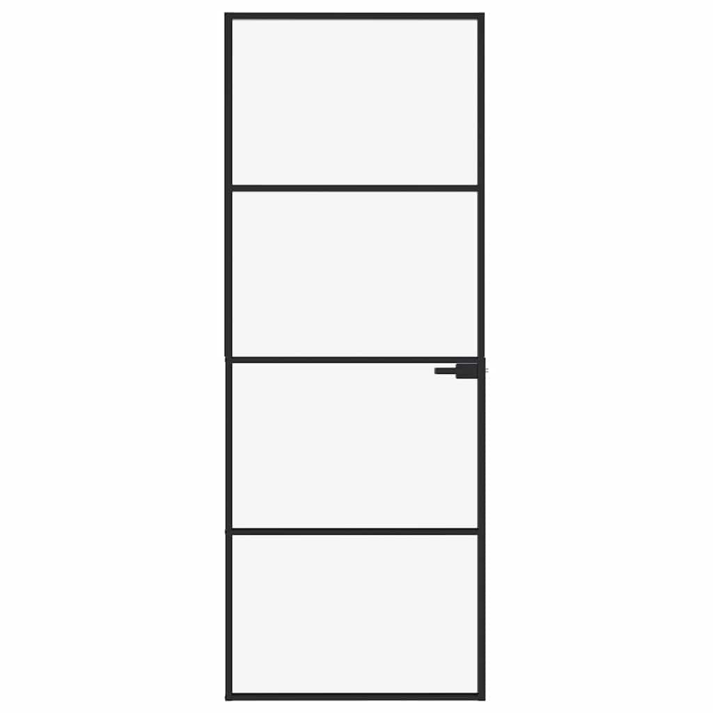 Porta interior 83x201,5 cm vidro temperado/alumínio fino branco