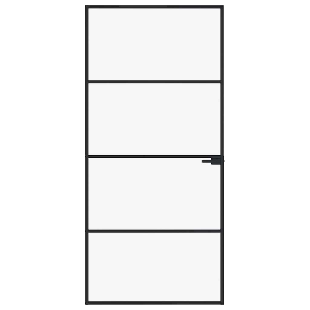 Porta interior 83x201,5 cm vidro temperado/alumínio fino branco