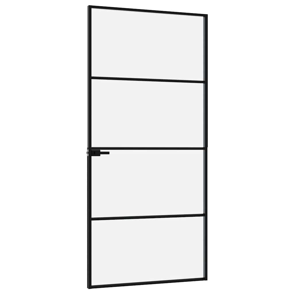 Porta interior 83x201,5 cm vidro temperado/alumínio fino branco