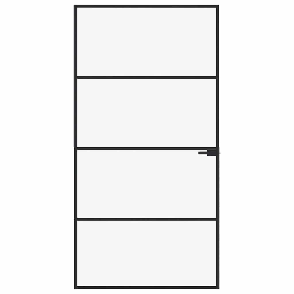 Porta interior 83x201,5 cm vidro temperado/alumínio fino branco