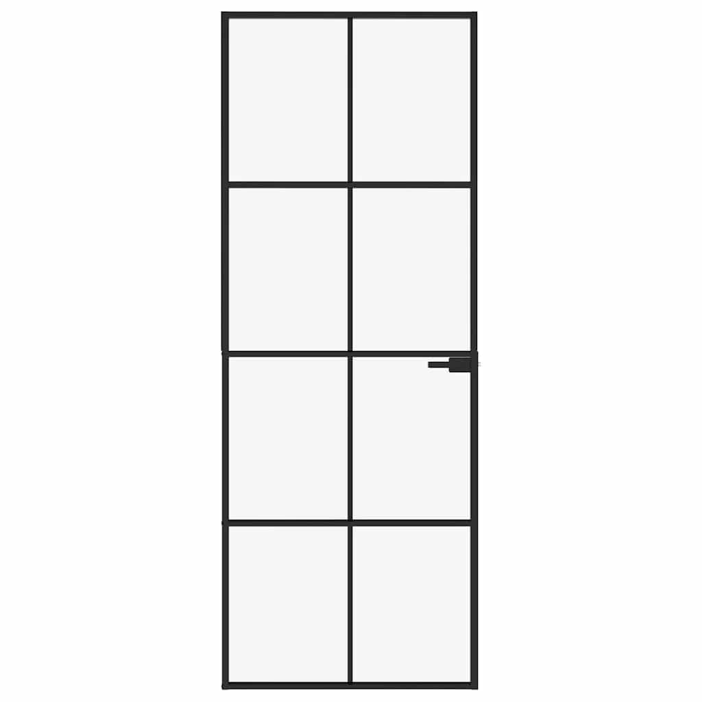 Porta interior 83x201,5 cm vidro temperado/alumínio fino branco