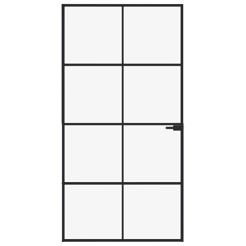 Porta interior 83x201,5 cm vidro temperado/alumínio fino branco