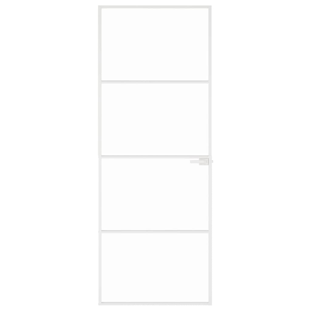 Porta interior 83x201,5 cm vidro temperado/alumínio fino branco