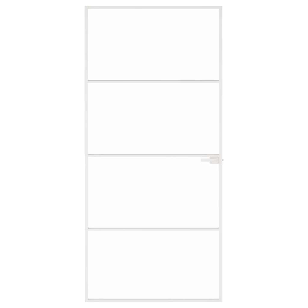 Porta interior 83x201,5 cm vidro temperado/alumínio fino branco