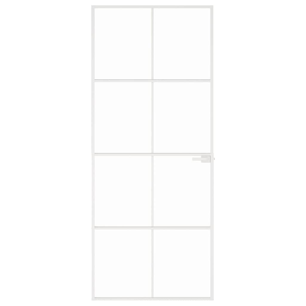 Porta interior 83x201,5 cm vidro temperado/alumínio fino branco