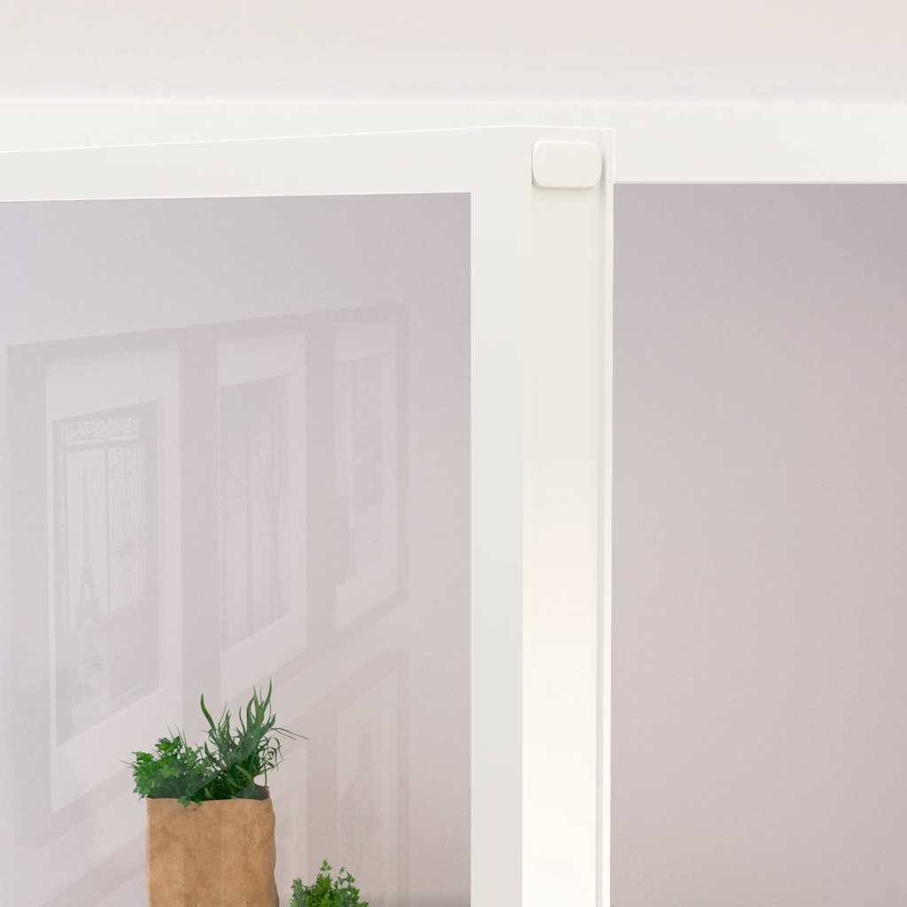 Porta interior 83x201,5 cm vidro temperado/alumínio fino branco
