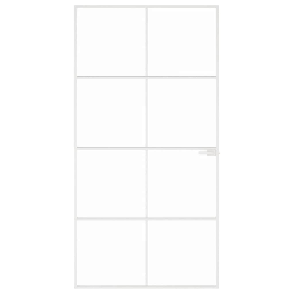 Porta interior 83x201,5 cm vidro temperado/alumínio fino branco