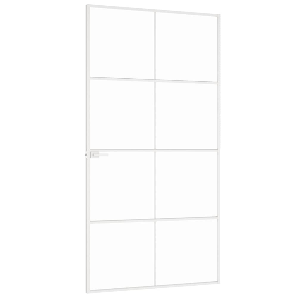 Porta interior 83x201,5 cm vidro temperado/alumínio fino branco