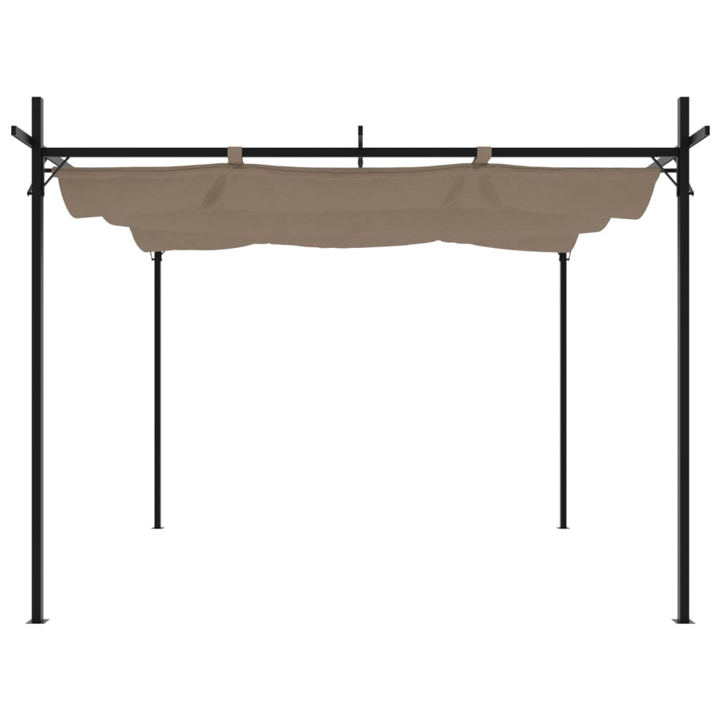 Pérgola com toldo retrátil 295x292x230 cm cor cinza-acastanhado