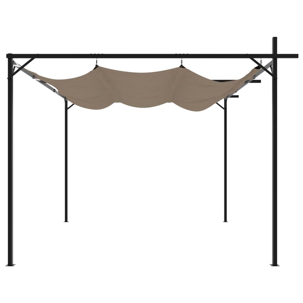 Pérgola com toldo retrátil 295x292x230 cm cor cinza-acastanhado