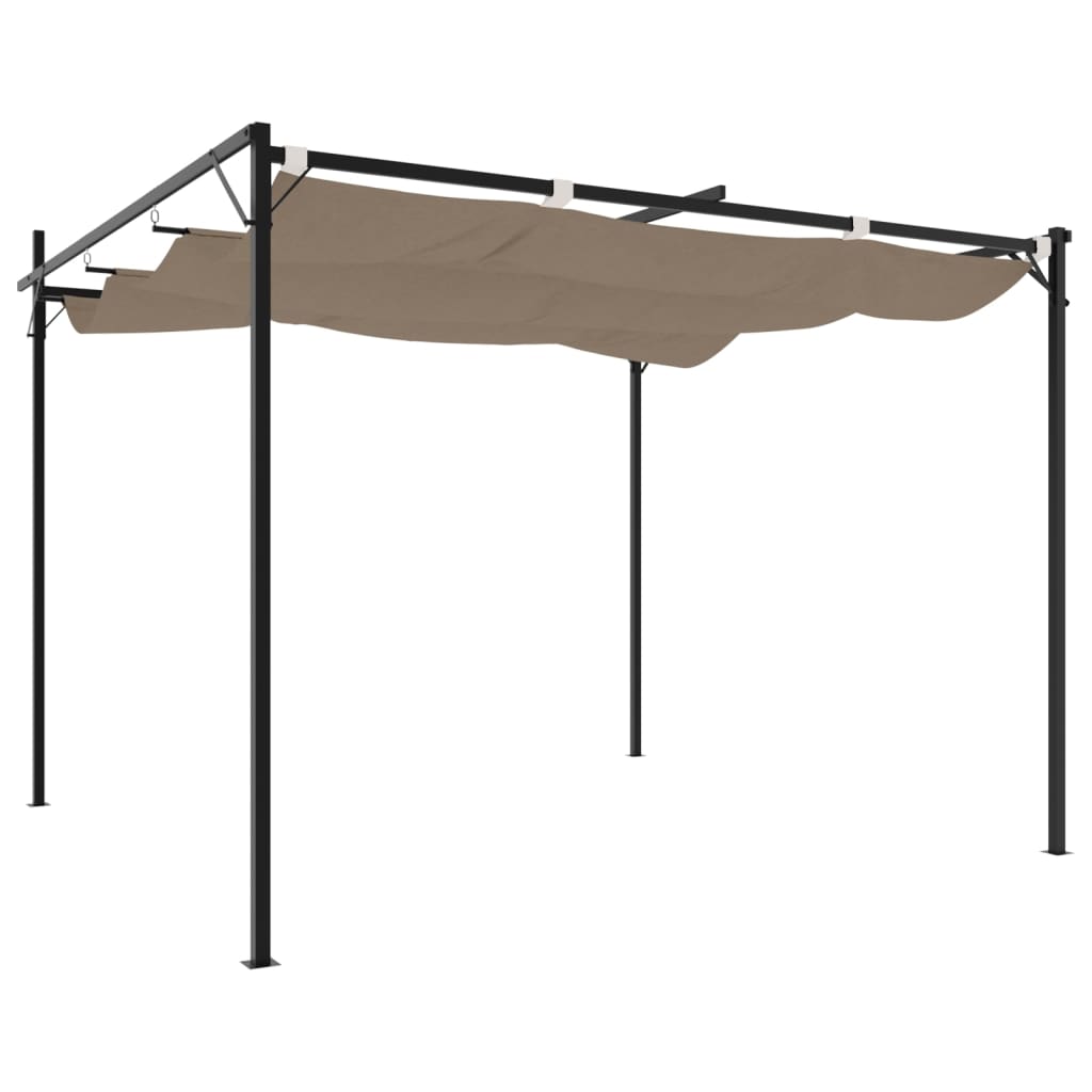 Pérgola com toldo retrátil 295x292x230 cm cor cinza-acastanhado