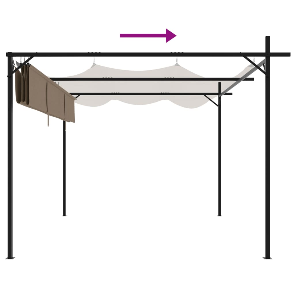 Pérgola com toldo retrátil 295x292x230 cm cor cinza-acastanhado