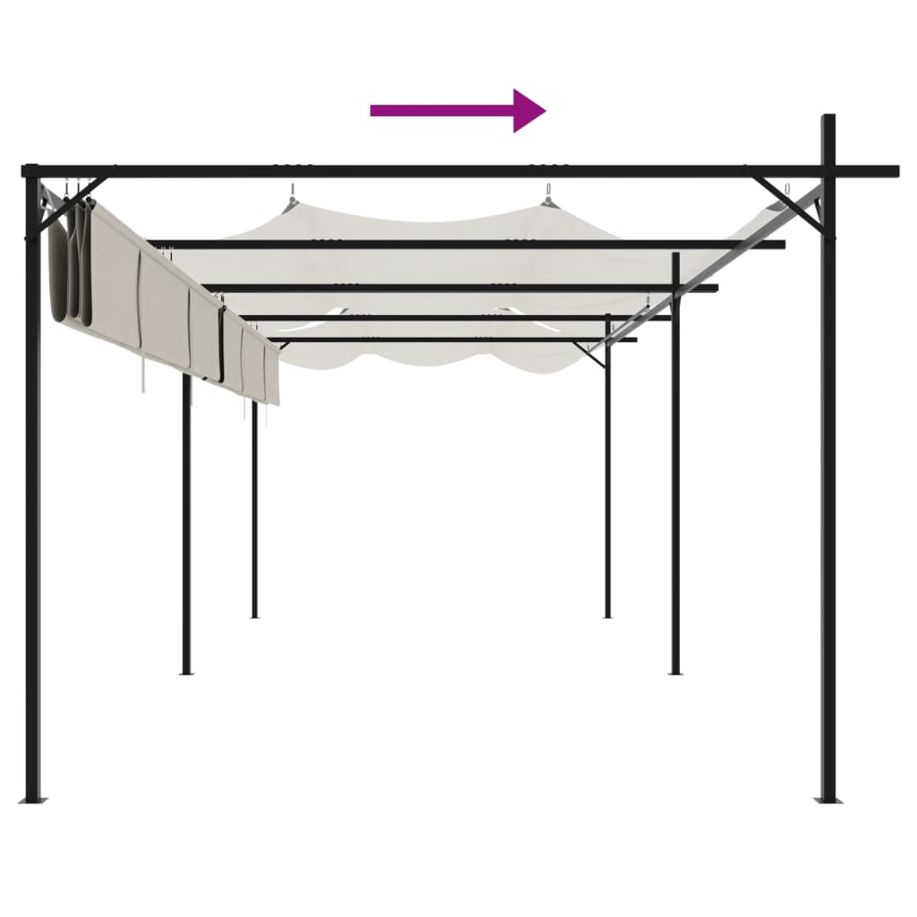 Pérgola com toldo retrátil 589x292x230 cm cor creme