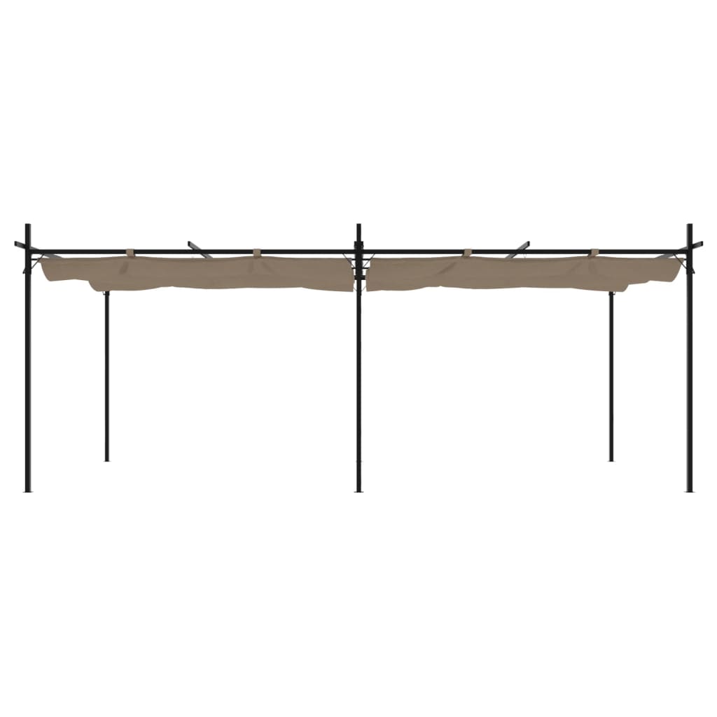 Pérgola com toldo retrátil 589x292x230 cm cor cinza-acastanhado