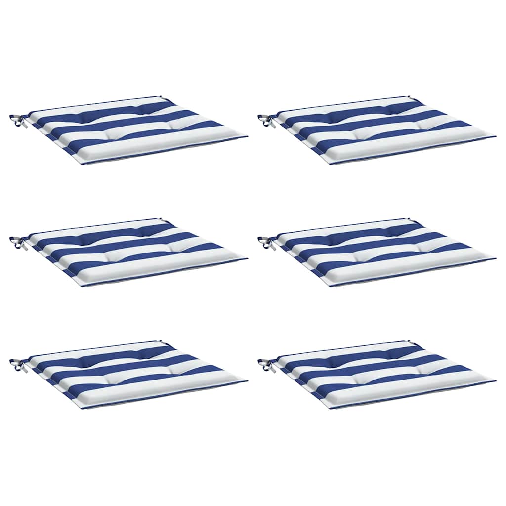 Almofadões p/ cadeira 2pcs 50x50x4 cm tecido riscas azul/branco