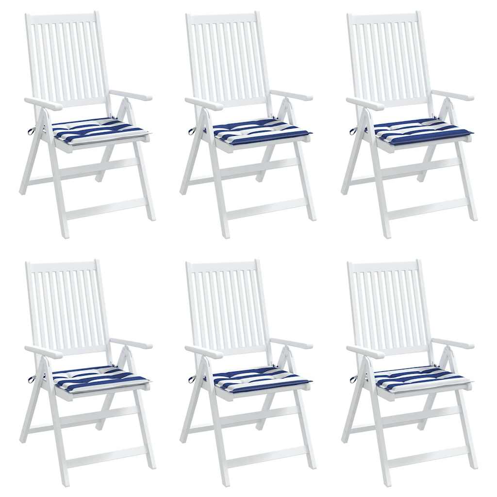Almofadões p/ cadeira 2pcs 50x50x4 cm tecido riscas azul/branco