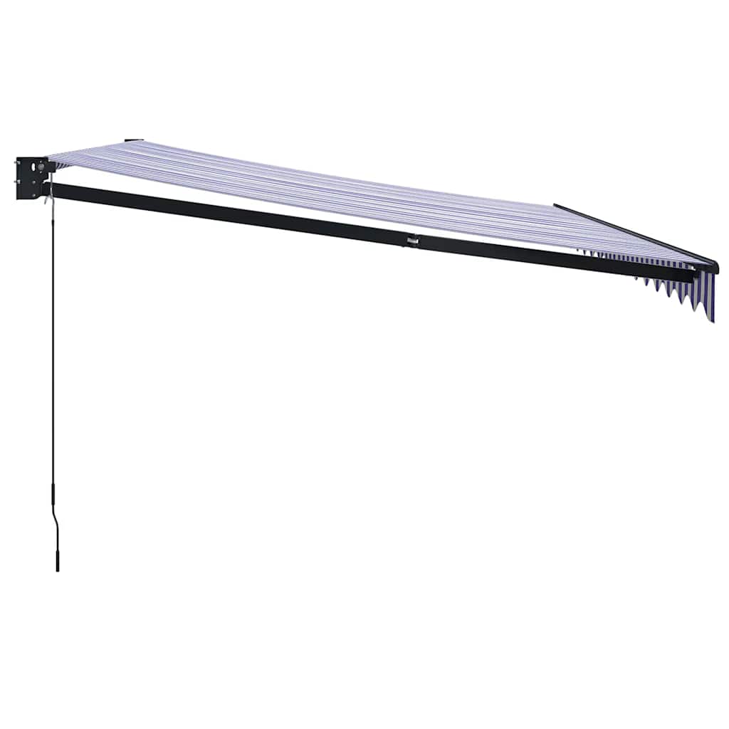 Toldo retrátil 4x3 m tecido e alumínio azul e branco