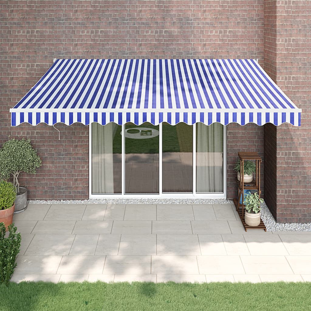 Toldo retrátil automático com 4x3 m azul e branco