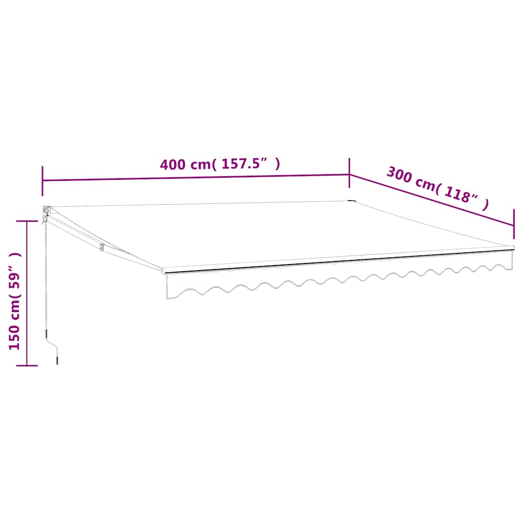 Toldo retrátil automático 4x3 m cor creme