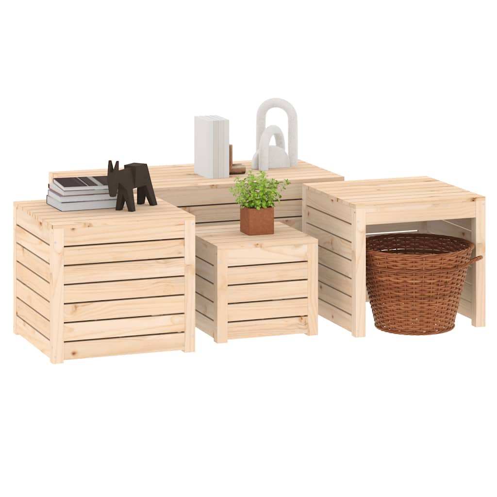 4 pcs conjunto de caixas de jardim madeira de pinho maciça