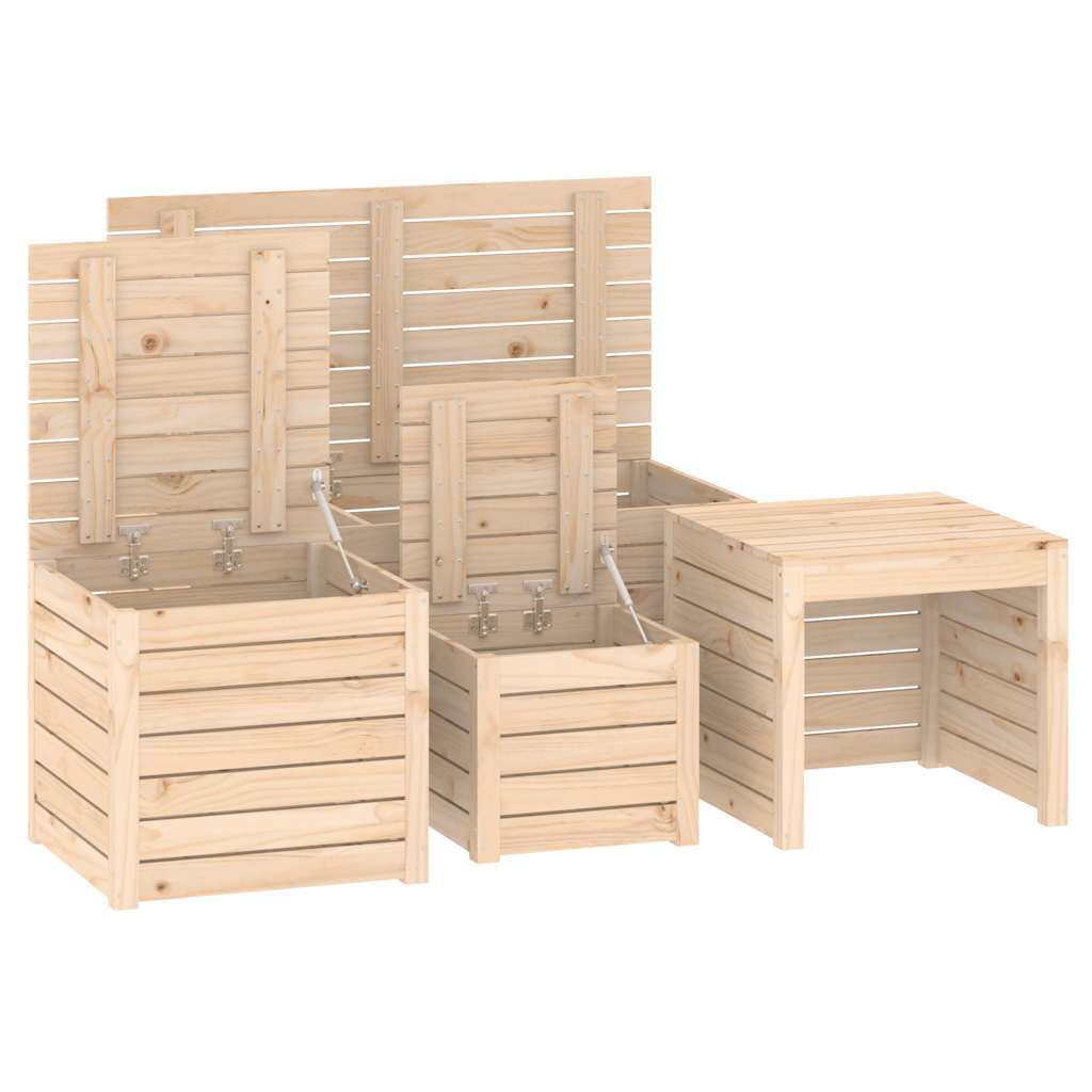 4 pcs conjunto de caixas de jardim madeira de pinho maciça