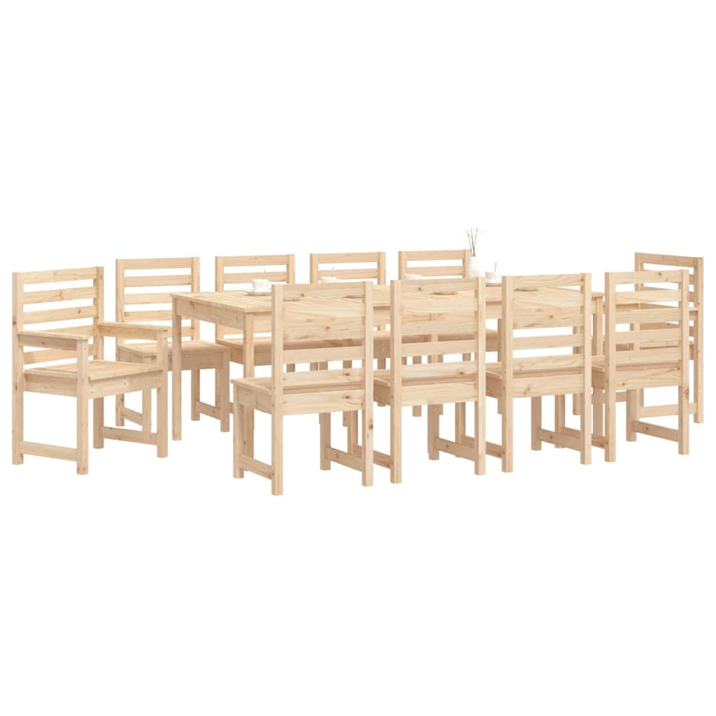 11 pcs conjunto de jantar p/ jardim madeira de pinho maciça