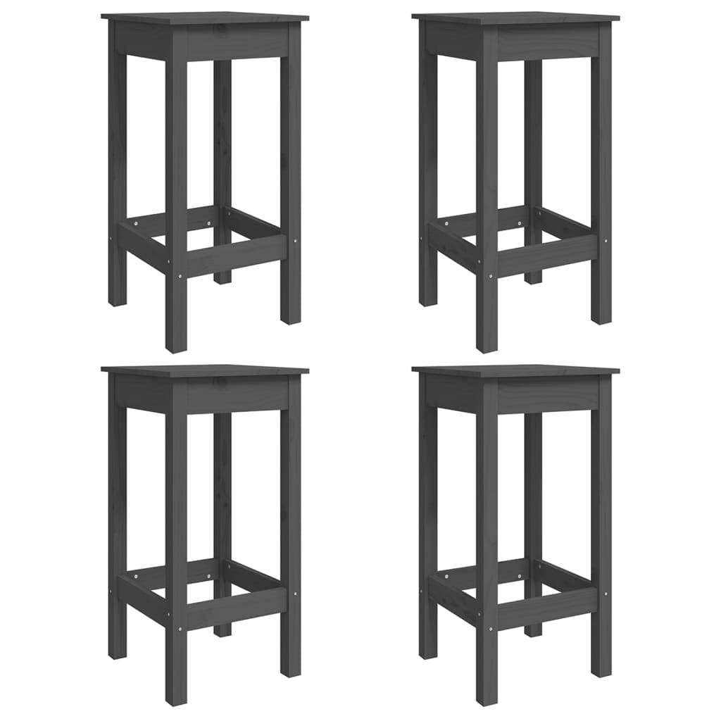 5 pcs conjunto de bar para jardim pinho maciço cinzento