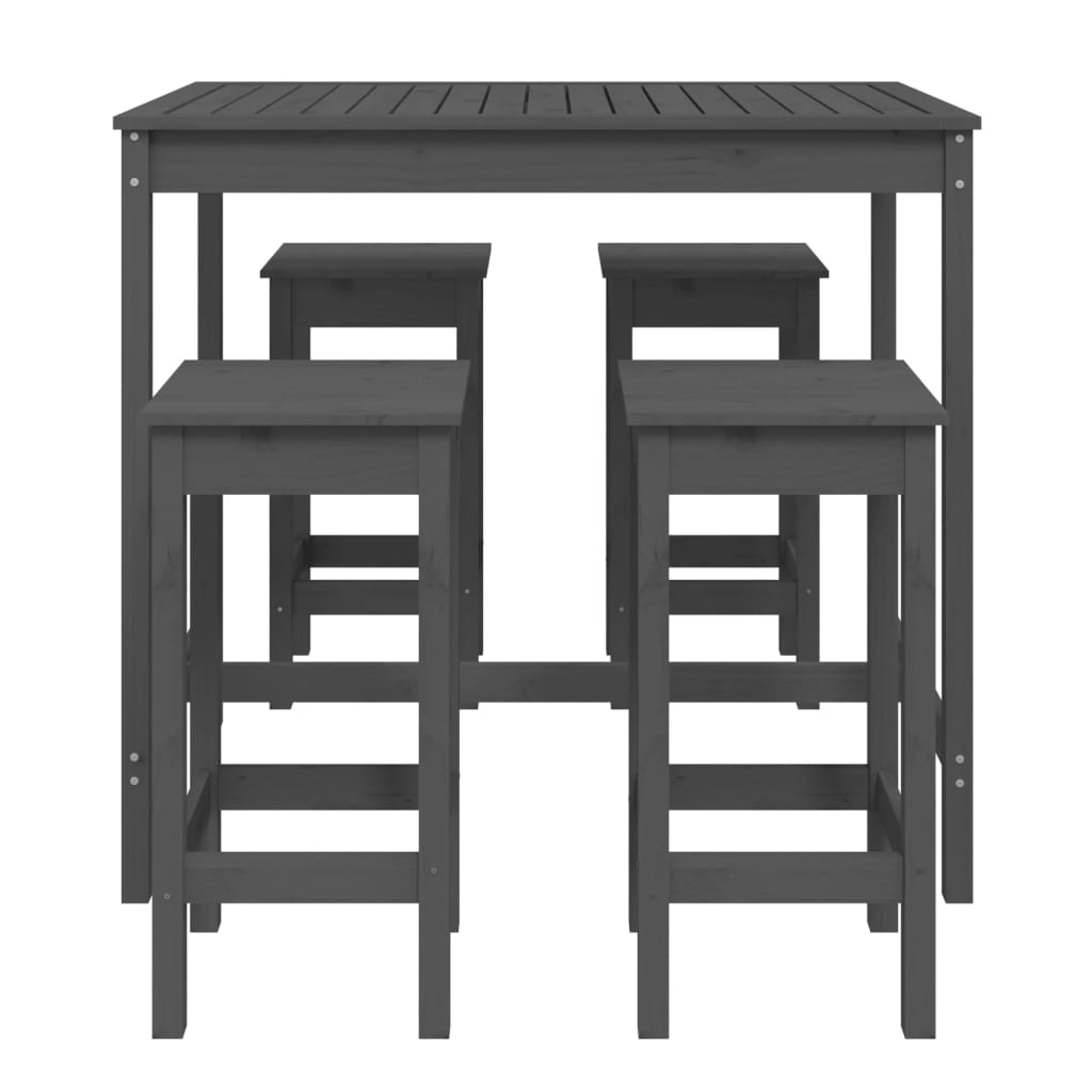 5 pcs conjunto de bar para jardim pinho maciço cinzento