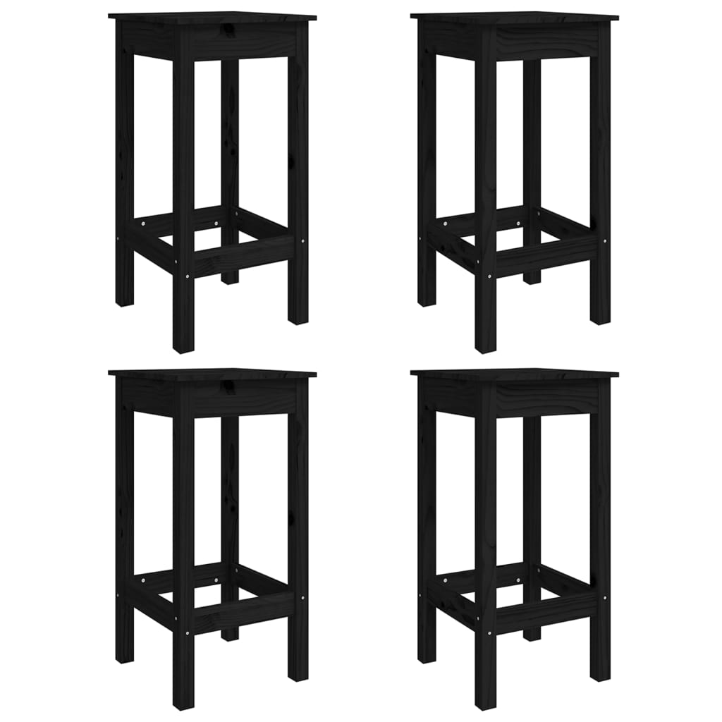 5 pcs conjunto de bar para jardim pinho maciço preto