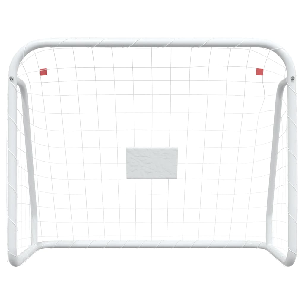 Baliza de futebol com rede 125x96x60 cm aço/poliéster branco