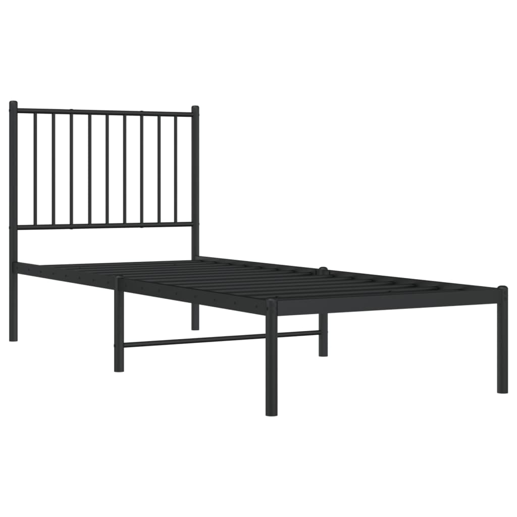 Estrutura de cama metal s/ colchão c/ cabeceira 75x190 cm preto