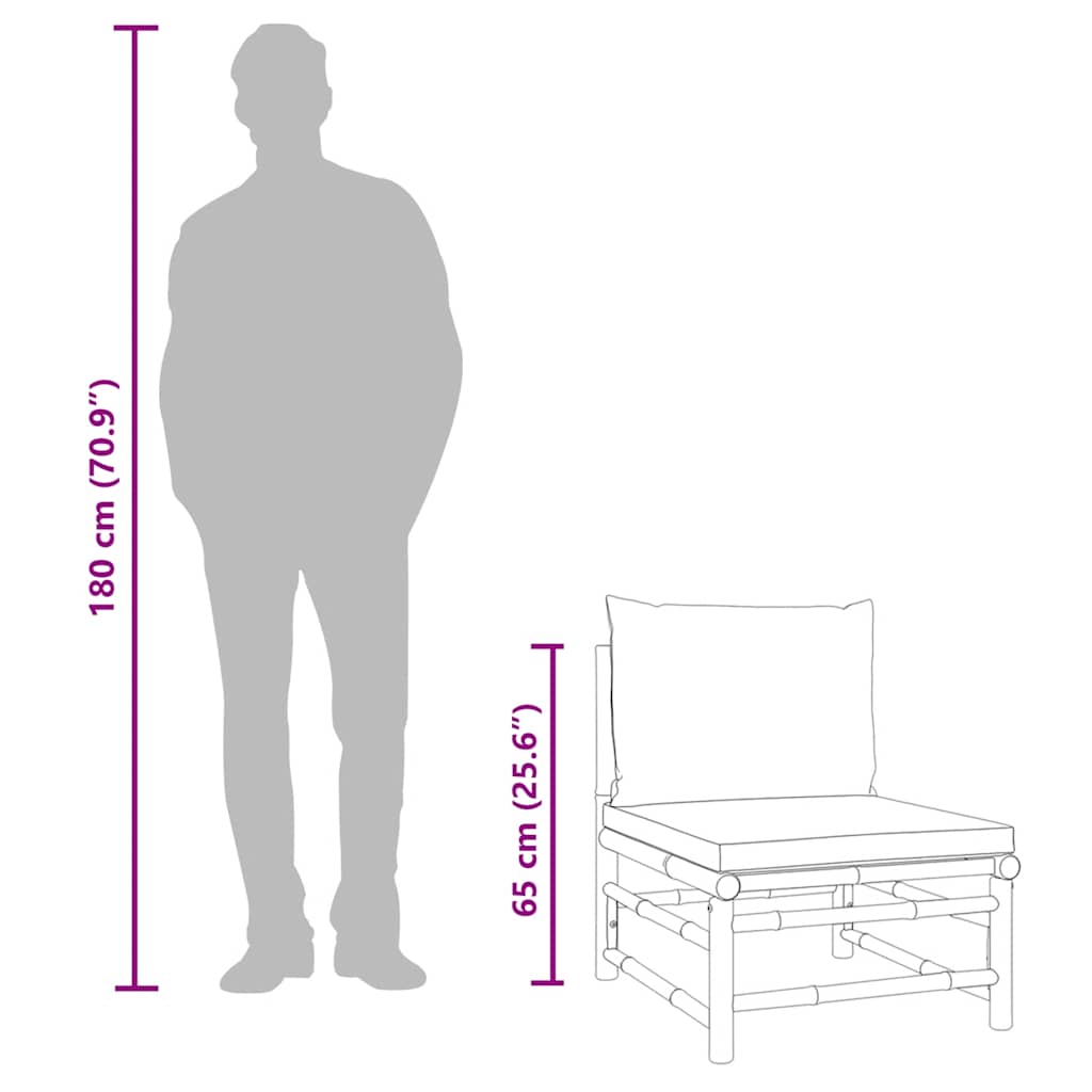 3 pcs conj. lounge de jardim bambu c/ almofadões cinzento-claro